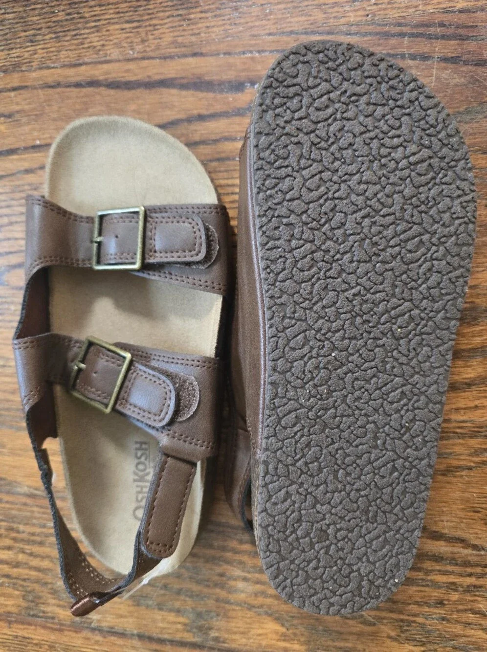 OshKosh B'gosh Brown Leather Double-Buckle Slingback Sandals |size 1